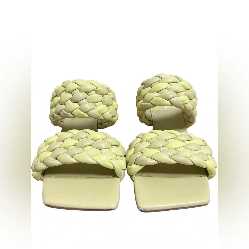 Yellow Braided Square Toe Heels - image 6